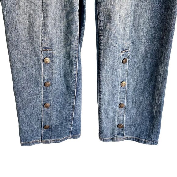 Ashro Boho Snap Front Cropped Jeans Size 6 - Picture 6 of 10
